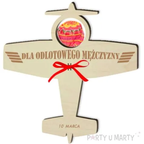 dekoracja drewniana samolot na lizak dzien mezczyzny odlotowego 14 cm