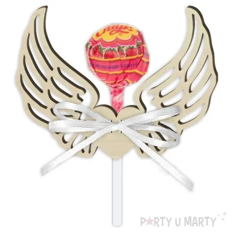 dekoracja drewniana skrzydlo aniola classik na lizak 8 5 cm