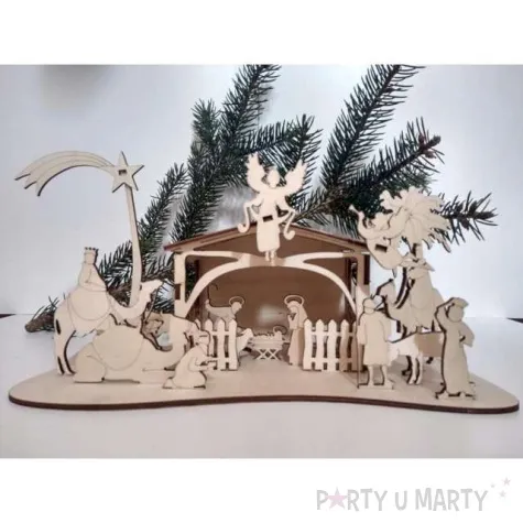 dekoracja drewniana szopka premium 30x15 cm