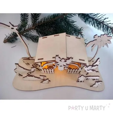 dekoracja drewniana szopka premium 30x15 cm