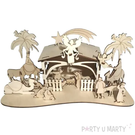 dekoracja drewniana szopka premium 30x15 cm