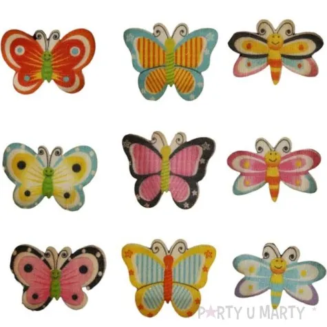 dekoracja drewniana wielkanoc motyle titanum 27 szt