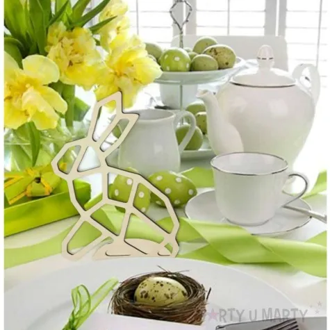 dekoracja drewniana zajaczek geometryczny 24 cm