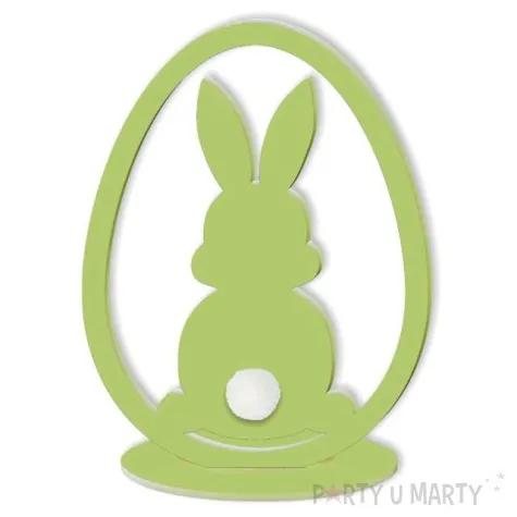 dekoracja drewniana zajaczek pastelowy w jaju zielony 12 cm