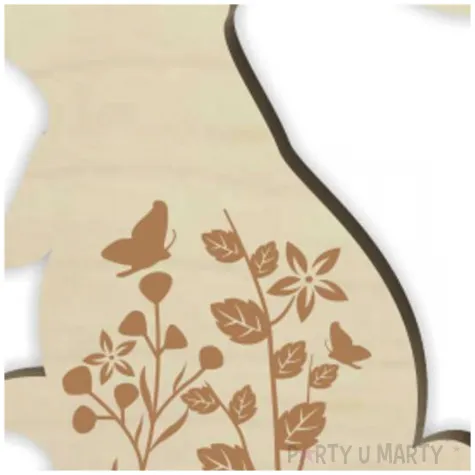 dekoracja drewniana zajaczek w kwiatkach 12 cm