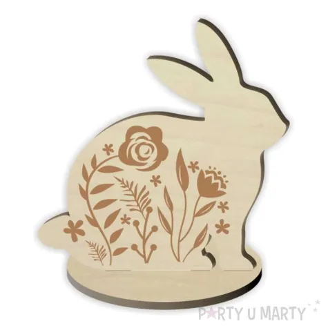dekoracja drewniana zajaczek w listkach 11 cm