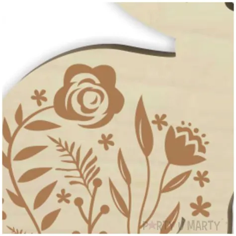 dekoracja drewniana zajaczek w listkach 11 cm