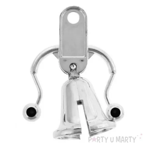 dekoracja dzwonek weselny srebrny godan