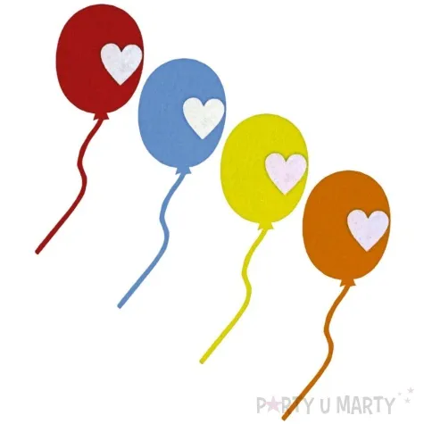 dekoracja filcowa baloniki z sercem mix titanum 4 szt