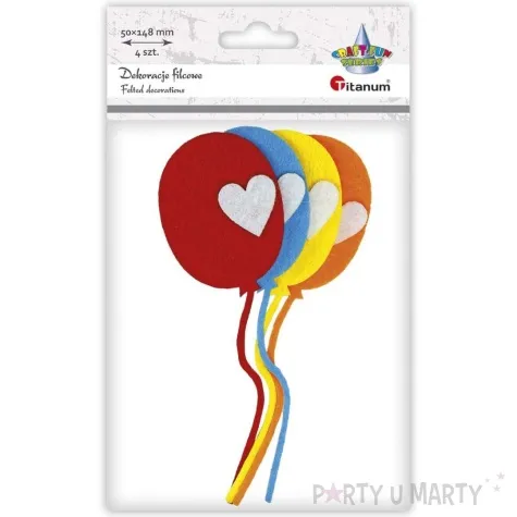 dekoracja filcowa baloniki z sercem mix titanum 4 szt