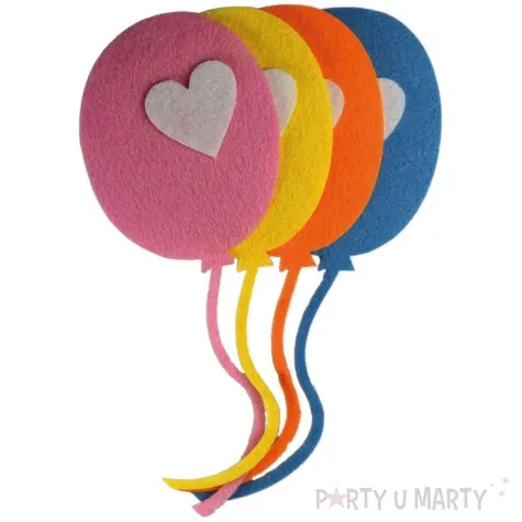 dekoracja filcowa baloniki z sercem mix titanum 8 szt