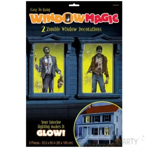 dekoracja foliowa zombie w oknie 85 x 165 cm