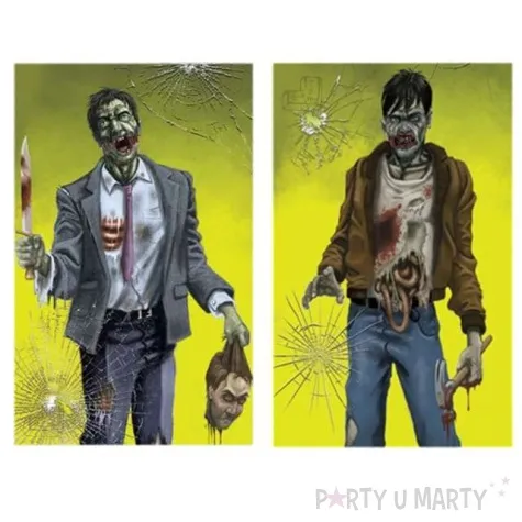 dekoracja foliowa zombie w oknie 85 x 165 cm