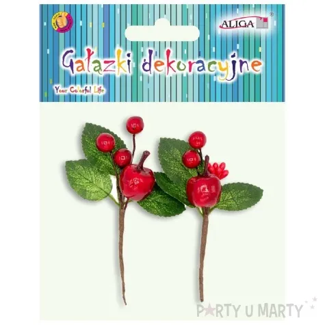 dekoracja galazki dekoracyjne jarzebina z owocem czerwony aliga 2 szt