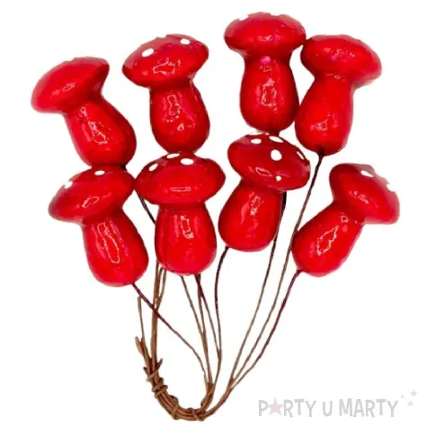 dekoracja galazki grzybki muchomory czerwony aliga 3 szt