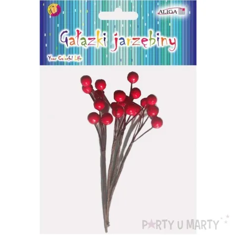 dekoracja galazki jarzebiny czerwony aliga 4 szt