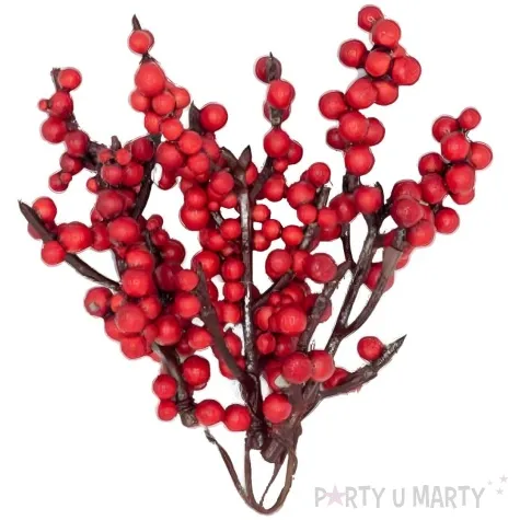 dekoracja galazki jarzebiny duze kulki czerwony aliga 3 szt