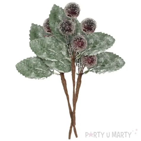 dekoracja galazki jarzebiny oszronione kulki czarny aliga 3 szt