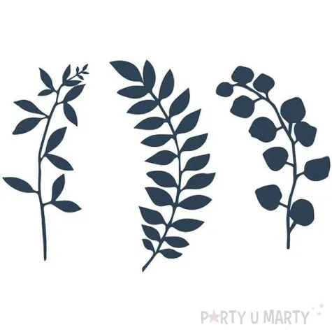 dekoracja galazki listki granatowe ciemne partydeco 9szt