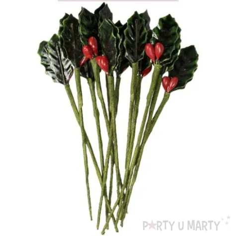 dekoracja galazki ostrokrzewu titanum 6 szt