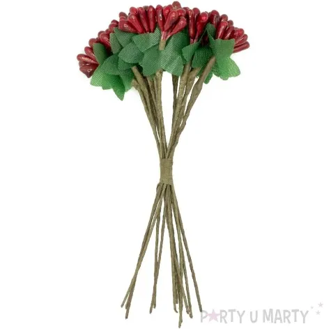 dekoracja galazki ryzyk czerwony aliga 12 szt