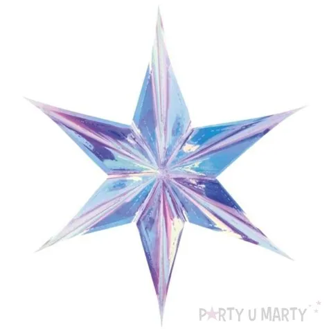 dekoracja gwiazda 3d foliowa partydeco opalizujaca 40 cm