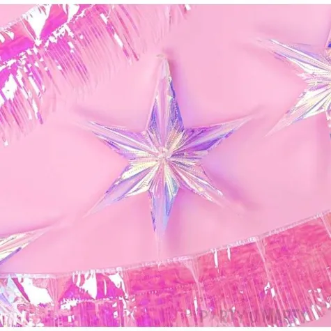 dekoracja gwiazda 3d foliowa partydeco opalizujaca 40 cm