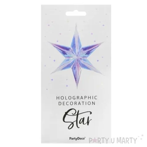 dekoracja gwiazda 3d foliowa partydeco opalizujaca 40 cm