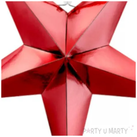 dekoracja gwiazda 3d papierowa partydeco czerwona 30 cm