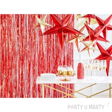 dekoracja gwiazda 3d papierowa partydeco czerwona 45 cm