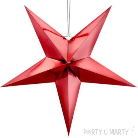 dekoracja gwiazda 3d papierowa partydeco czerwona 45 cm