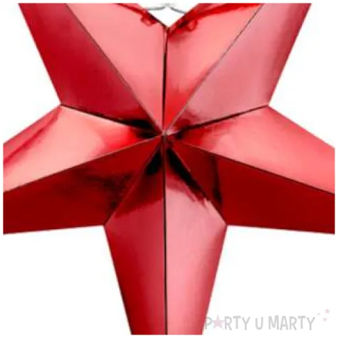 dekoracja gwiazda 3d papierowa partydeco czerwona 70 cm