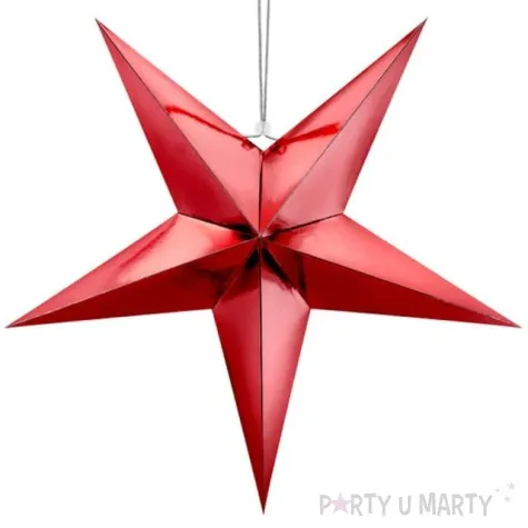 dekoracja gwiazda 3d papierowa partydeco czerwona 70 cm