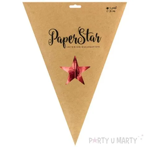 dekoracja gwiazda 3d papierowa partydeco czerwona 70 cm