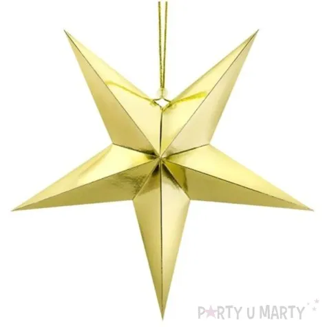 dekoracja gwiazda 3d papierowa partydeco zlota 45 cm