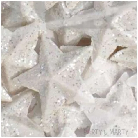 dekoracja gwiazdki brokatowe biala aliga 7 cm