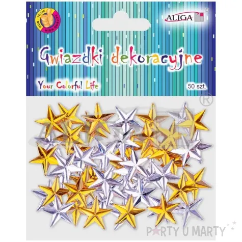 dekoracja gwiazdki metalizowane srebrny zloty aliga 1 8 cm 50 szt