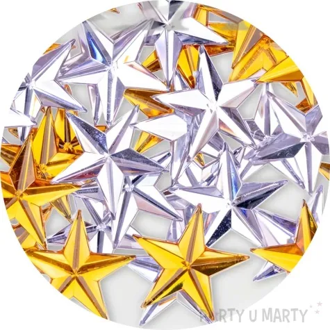 dekoracja gwiazdki metalizowane srebrny zloty aliga 1 8 cm 50 szt