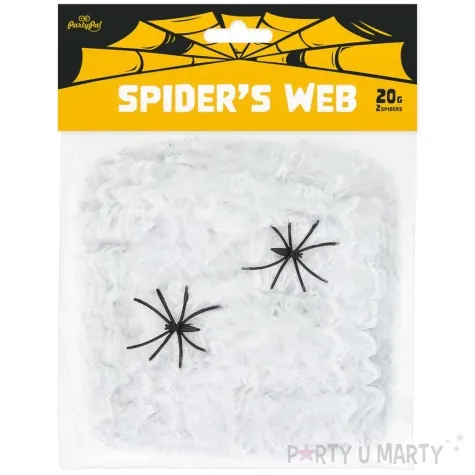 dekoracja halloweenowa pajeczyna biala partypal 20 g
