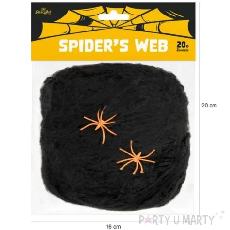 dekoracja halloweenowa pajeczyna czarna partypal 20 g