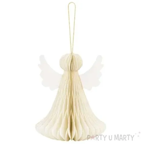 dekoracja honeycomb aniol kremowy partydeco 15 cm