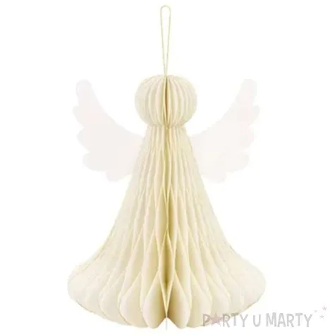 dekoracja honeycomb aniol kremowy partydeco 24 cm