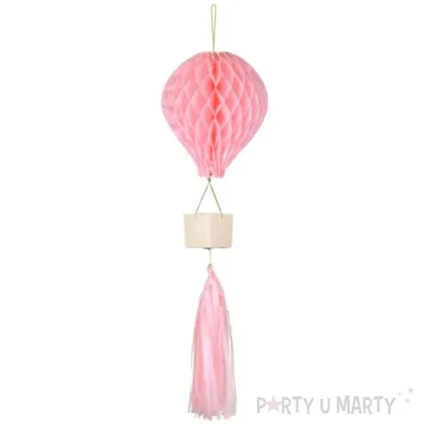 dekoracja honeycomb balon fredzle i koszyczek rozowa partydeco