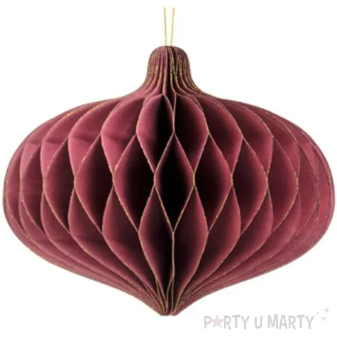 dekoracja honeycomb bombka bordowa partydeco 16 cm