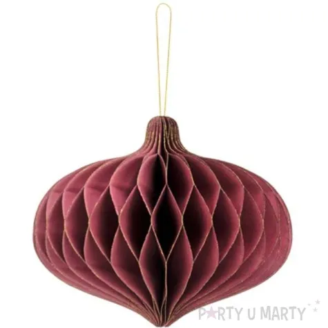 dekoracja honeycomb bombka bordowa partydeco 16 cm