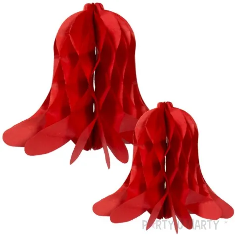 dekoracja honeycomb dzwonek czerwona folat 2 szt