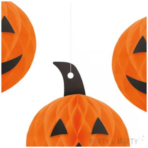 dekoracja honeycomb halloween dynie pomaranczowy partypal 10 cm 3 szt
