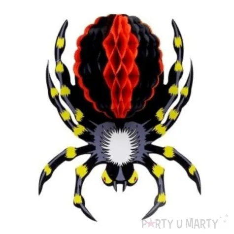 dekoracja honeycomb hallowenowy pajak 24cm czarno czerwony 7 7