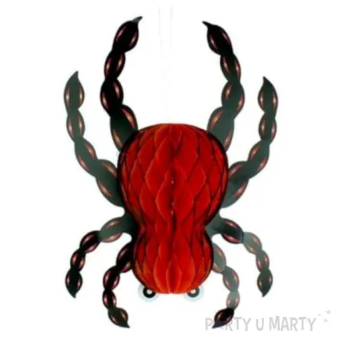 dekoracja honeycomb hallowenowy pajak 33cm czarno czerwony 7 7