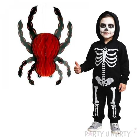 dekoracja honeycomb hallowenowy pajak 33cm czarno czerwony 7 7